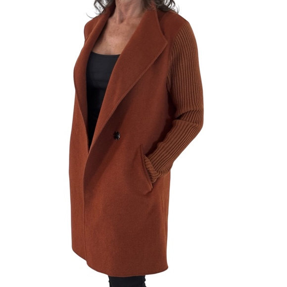 Kenneth Cole Wool Coat - Chestnut Brown / Burnt Orange Size PXS - Picture 1 of 13